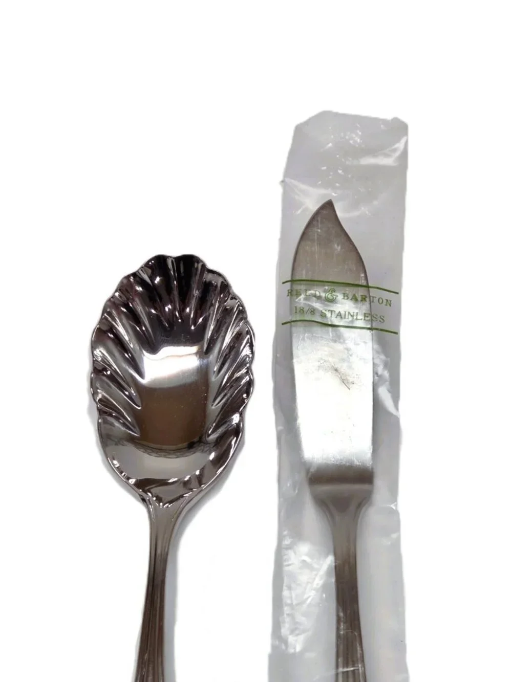 Reed & Barton Dickenson 18/8 Sugar Shell Spoon Master Butter Knife Lot w/Box